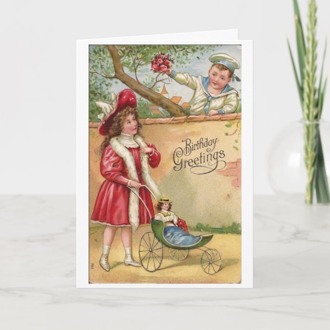 Carte Vintage - Une heureuse surprise d'anniversaire, (Devant)