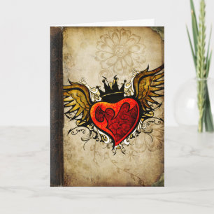 Carte Vintage Urban Tattoo Winged Heart Greeting Cards