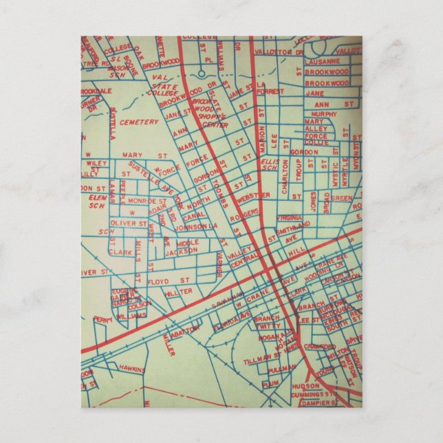 Carte Vintage Valdosta, GA (Devant)