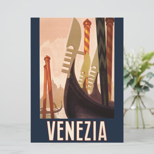Carte Vintage Venice Italie Gondola Travel (Debout devant)