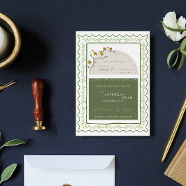 Carte Vintage Vert Floral Frame Mariage Enregistrer La D