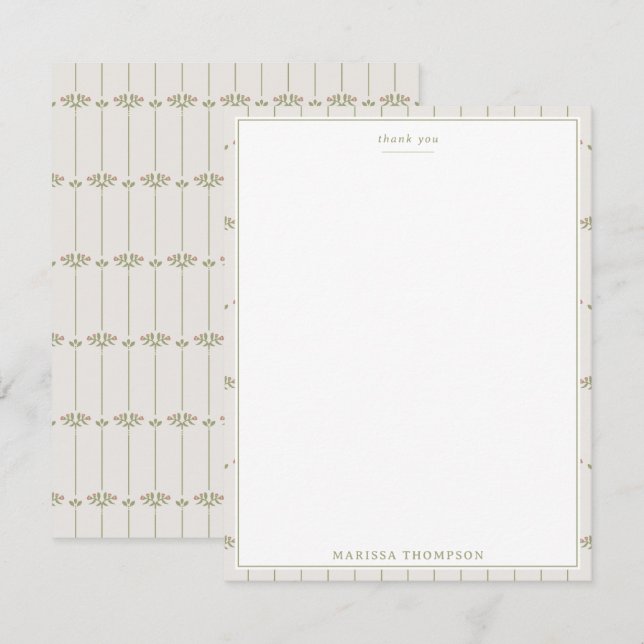 Carte Vintage Victorian Botanical Lines Traditional (Devant / Derrière)