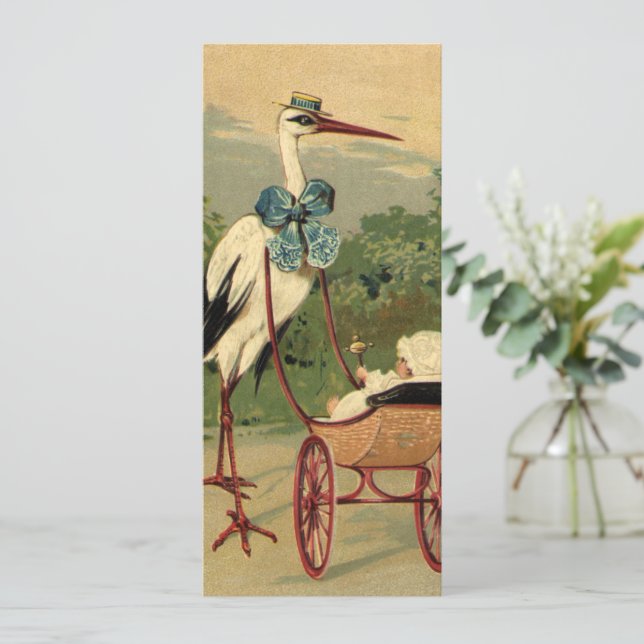 Carte Vintage Victorian Stork and Baby Carrie (Debout devant)