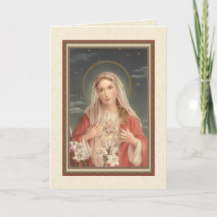Carte Vintage Vierge religieuse Marie Mémorare Prière