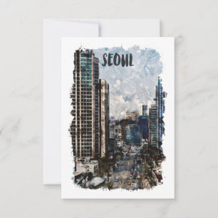 Carte Vintage voyage Cityscape de Séoul Corée du Sud