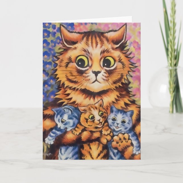 Carte Vintage Wain Mother and Kittens Card (Devant)