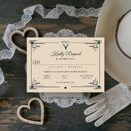 Carte Vintage Western Cowboy Country Repas Mariage RSVP