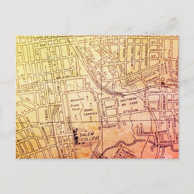 Carte Vintage Winston-Salem, NC (Devant)