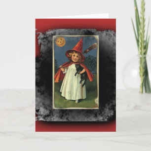 Carte Vintage Young Halloween Witch