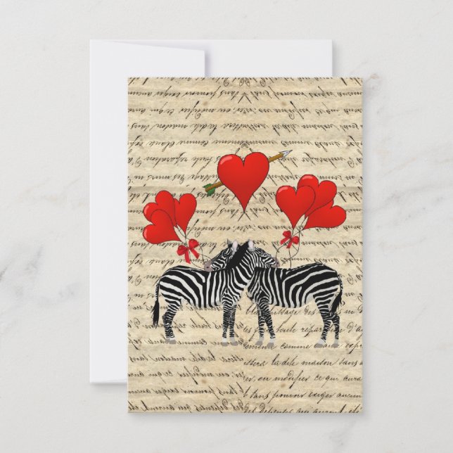 Carte Vintages zèbres et coeur (Devant)