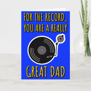 Carte Vinyl Lover Record Fête des pères bleue
