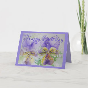 Carte Viole d'aquarelle violet Pansy