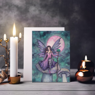 Carte Violet Night Fairy Blank Card by Molly Harrison