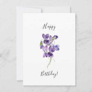 Carte Violets pourpres Joyeux anniversaire