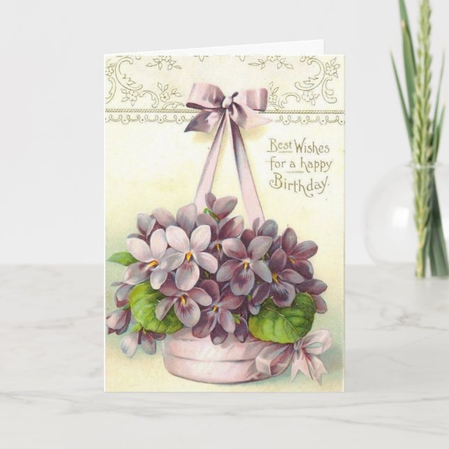 Carte Violets vintages pour un anniversaire, (Devant)