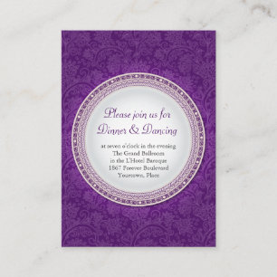 Carte violette baroque de réception de mariage de