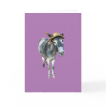 Violette l'âne dans le chapeau de paille avec des