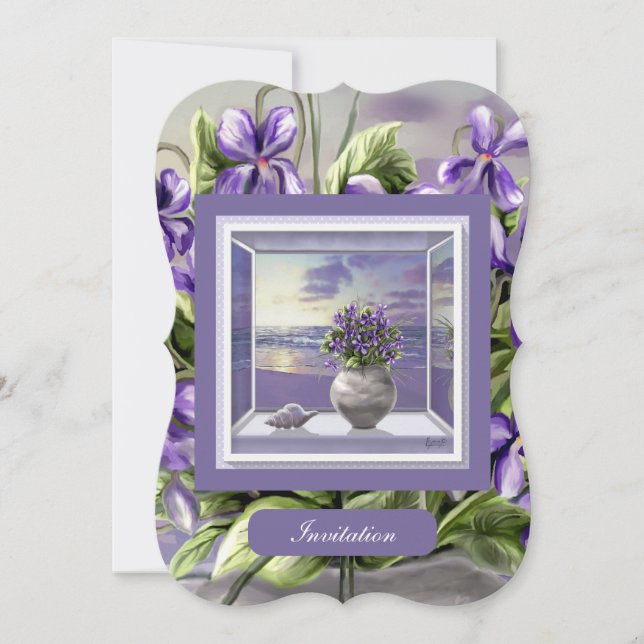 Carte violettes dans un bocal de lune (Devant)