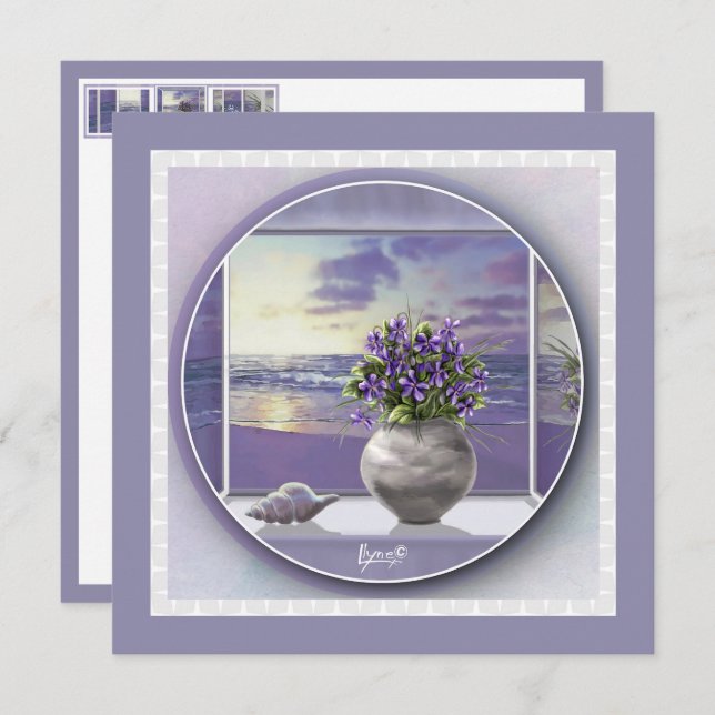 Carte violettes dans un bocal de lune (Devant / Derrière)