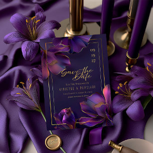 Carte Violettes Lumineuses Élégantes Frappez la Date