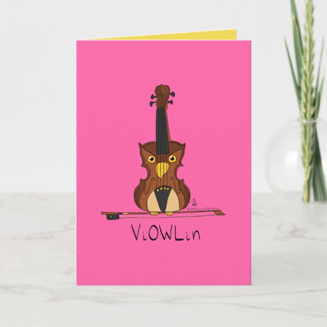 Carte Violon Owl Cute Music Enfants (Devant)