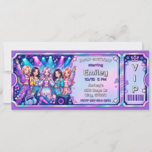 Carte VIP de concert K-Pop Purple pour anniversair