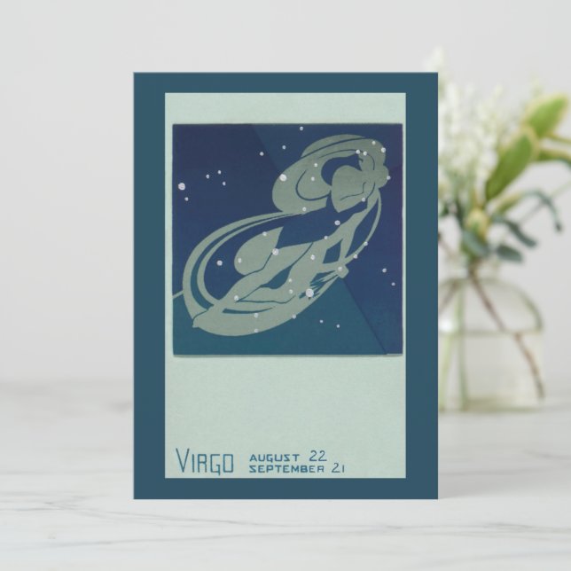 Carte Virgo Constellation Astrologie Zodiaque Vintage (Debout devant)