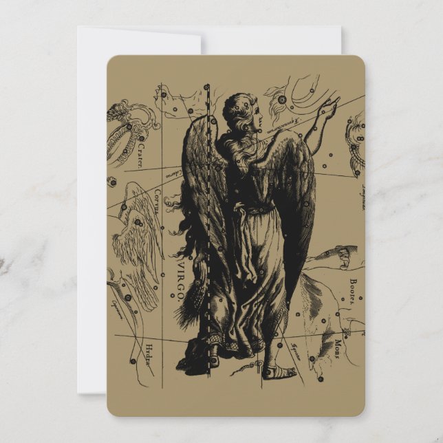 Carte Virgo Constellation Hevelius 1690 23 août 22 septe (Devant)