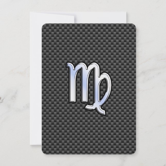 Carte Virgo Zodiac Sign on Charcoal Carbon Fibre Print (Devant)