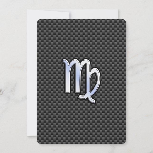 Carte Virgo Zodiac Sign on Charcoal Carbon Fibre Print (Devant)