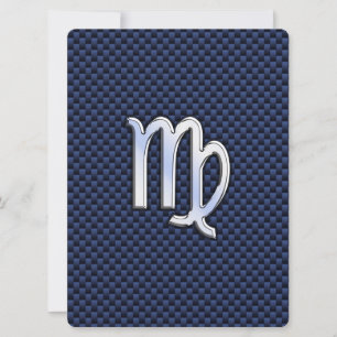 Carte Virgo Zodiac Sign on Navy Blue Carbon Fiber Print