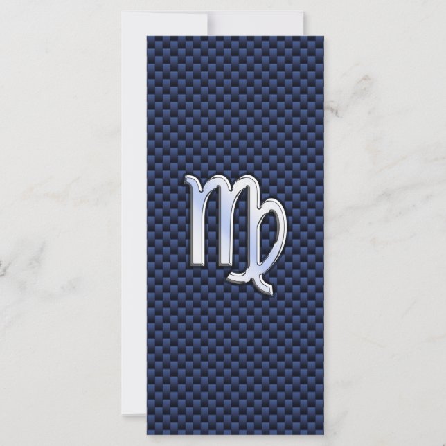 Carte Virgo Zodiac Sign on Navy Blue Carbon Fiber Print (Devant)