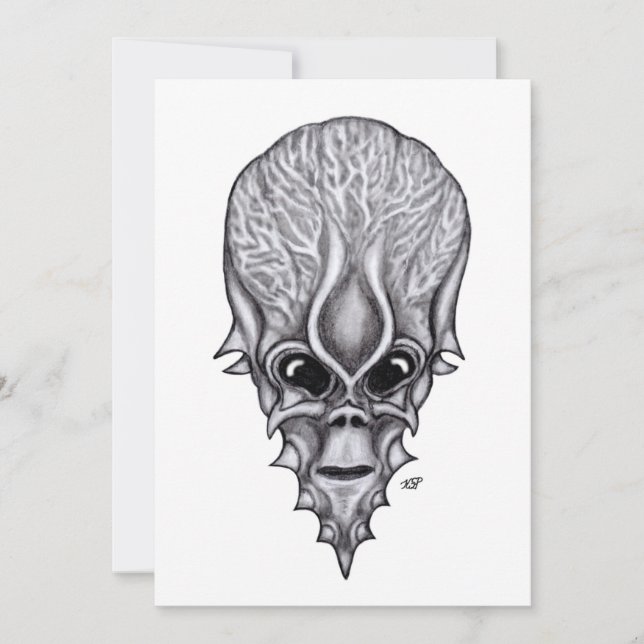 Carte Visage Alien, Reconstruction faciale du crâne afri (Devant)