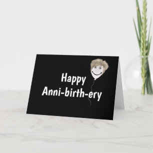 Carte Visage de ballon d'anniversaire sur fond noir