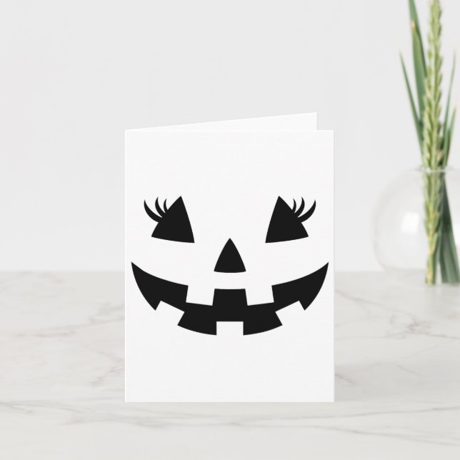 Carte Visage de citrouille Jack O Lantern Cils Cos Hallo (Devant)