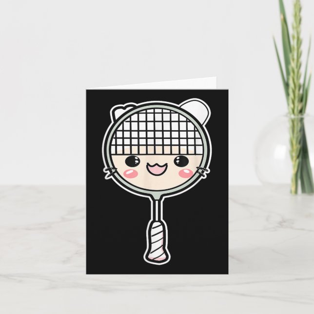 Carte Visage de dessin animé de raquette de badminton Jo (Devant)