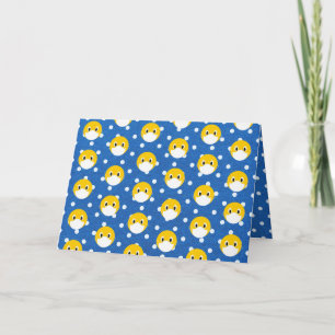 Carte visage jaune sourire avec masque médical anniversa