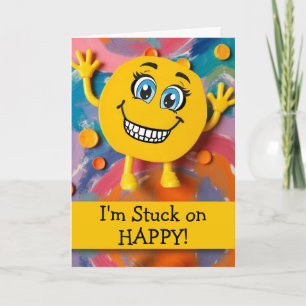 Carte Visage souriant félicitations collé sur heureux