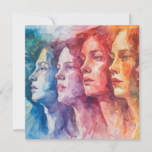 Carte Visages des femmes - Peinture aquarelle