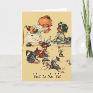 Carte Visite vintage vétérinaire à l'vétérinaire
