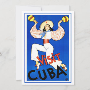 Carte Visitez La Havane, Cuba, Affiche de voyage vintage