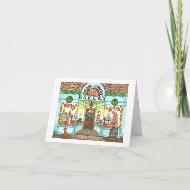 Carte Vitrail de Noël petite boulangerie (Devant)