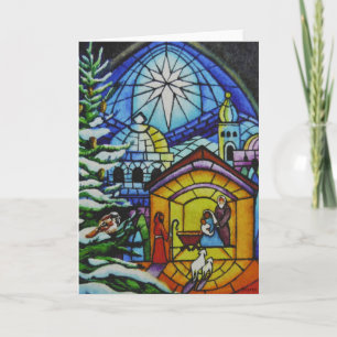 Carte "Vitre de Noël Vitre aquarelle Art
