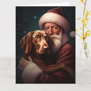 Carte Vizsla avec Noël Festif du Père Noël