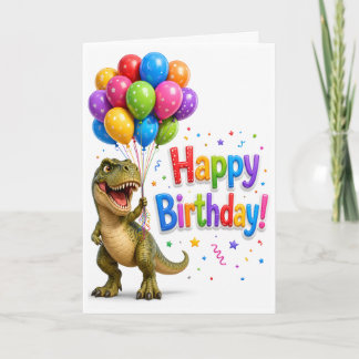 Carte vœu d'anniversaire de dinosaure