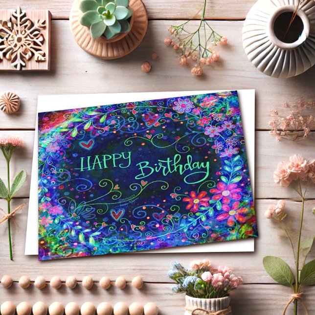 Carte Voeux Anniversaire Wreath Plutôt Inspirivé Floral (Créateur téléchargé)