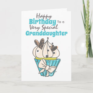 Carte voeux d'anniversaire à Cupcake coeur petite-fille
