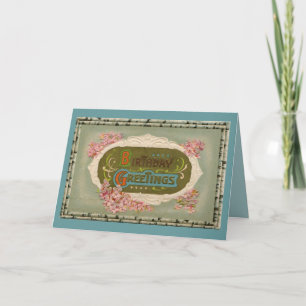 Carte Voeux d'anniversaire Art nouveau vintage