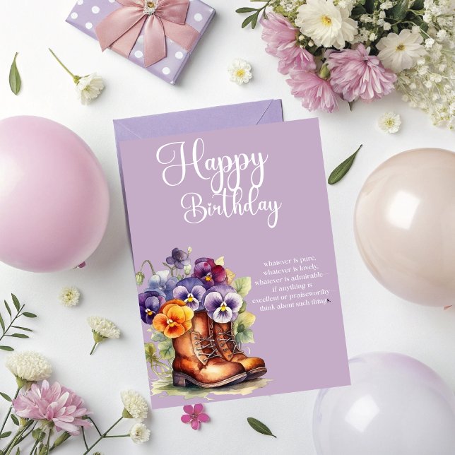 Carte Vœux d'anniversaire chrétiens Philippiens 4:8 (Personalize this beautiful Christian Birthday Greetings today. With Philippians 4:8 Bible verse. )