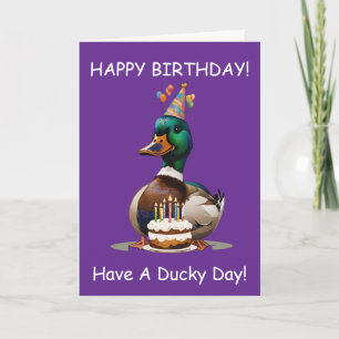 Carte Vœux d'anniversaire de canard drôle et rires de gâ